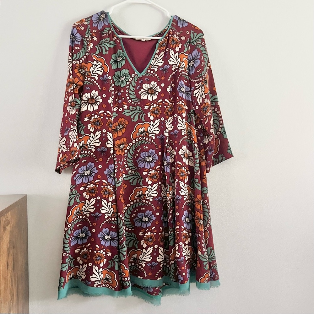 Entro Floral Mini Dress - Red, Purple, Green